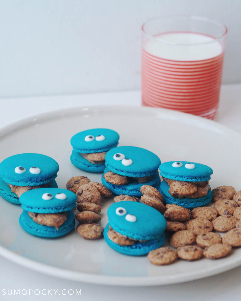 Cookie Monster Macarons with Cookie Dough Filling Recipe